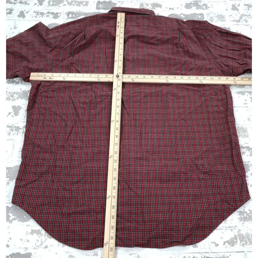 Polo Ralph Lauren Shirt Men XL Red Blue Button Up Plaid Dress Marlowe Tartan A39